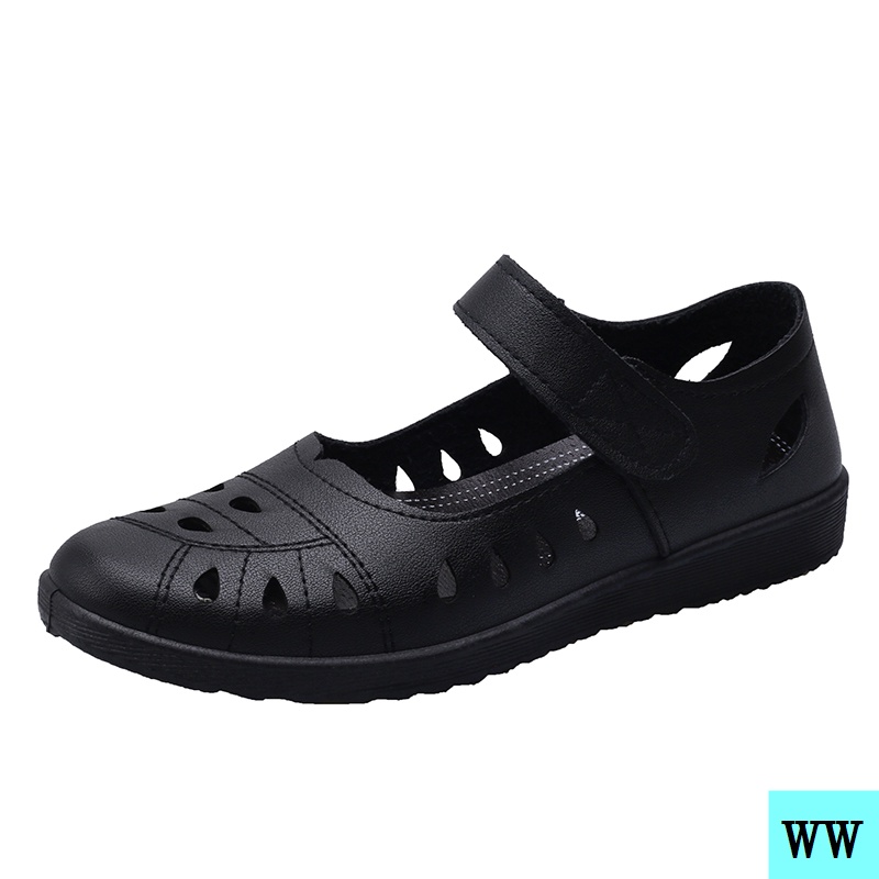 Giày Sandal Da Đế Mềm Chống Trượt Thoáng Khí Dành Cho Phụ Nữ Trung Niên