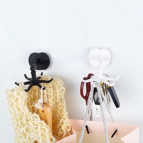 Giá treo đồ 6 móc xoay 360 độ gắn tường tiện dụng cho nhà bếp