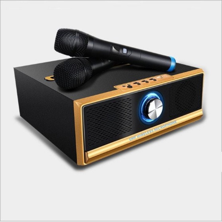 Bộ loa hát karaoke kết nối bluetooth cực hay kèm 2 mic không dây