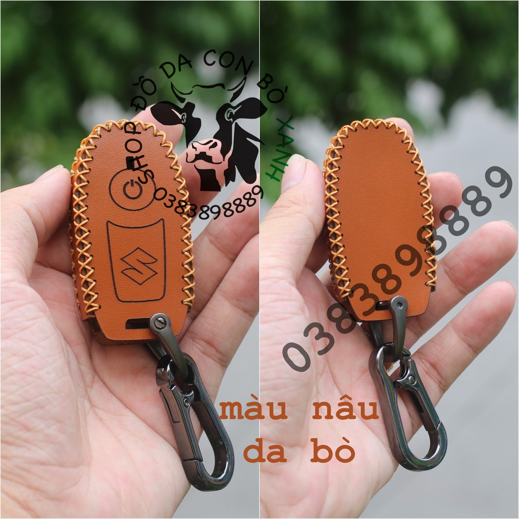 [Màu nâu bò] Bao Da Chìa Khóa Smartkey Suzuki GSX R150 handmade da thật