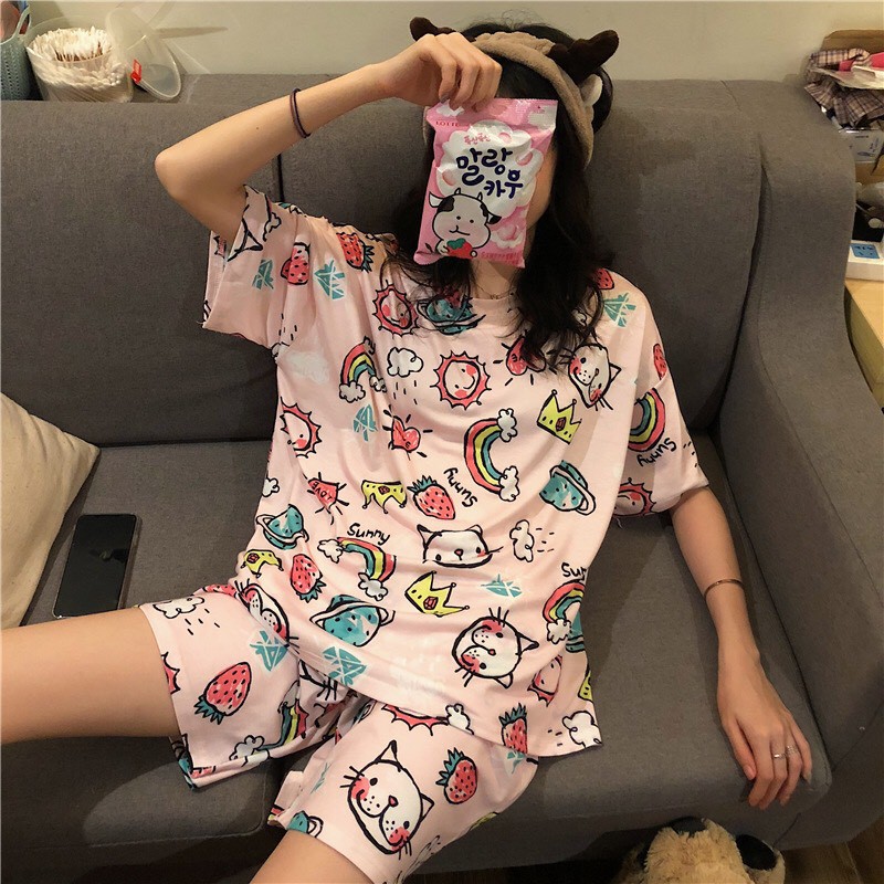 Set Pizama Nữ Mặc Nhà - Đồ Bộ Pijama Ngủ Đồ Bộ Ngủ Nữ Dễ Thương Form Quảng Châu Phối Độc Lạ-Kèm video thật | WebRaoVat - webraovat.net.vn