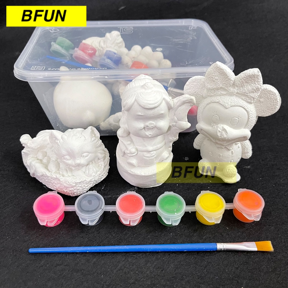 Bộ Tô Tượng Đầy Đủ MÀU + CỌ - Đồ Chơi Tượng Tô Màu Thạch Cao Cho Bé Đồ Chơi Cho Bé Bfun