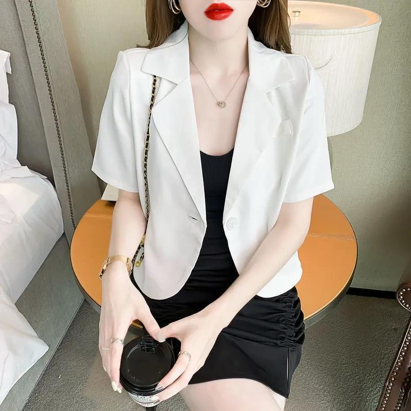 Áo Khoác Blazer Tay Ngắn Màu Trơn Thời Trang Công Sở Phong Cách Hàn Quốc Cho Nữ | BigBuy360 - bigbuy360.vn