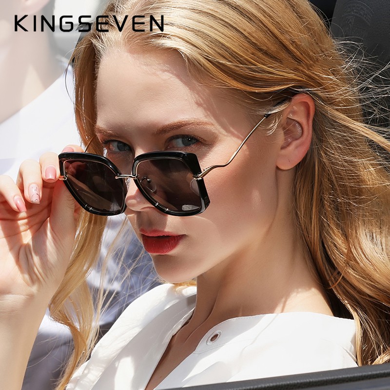 KINGSEVEN chính hãng Kính nữ Thiết kế thương hiệu sang trọng Kính râm Gradient Polarized Lens Butterfly