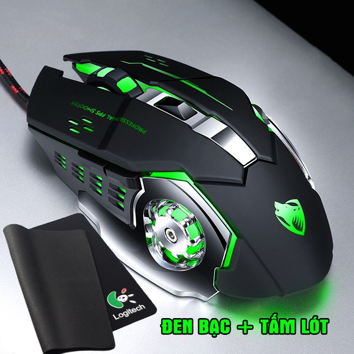 Chuột game T-Wolf V6 PRO Full Led, Chuột máy tính có dây gamming siêu nhạy 800 - 3200DPI, Đế di kim loại- BH 12 tháng