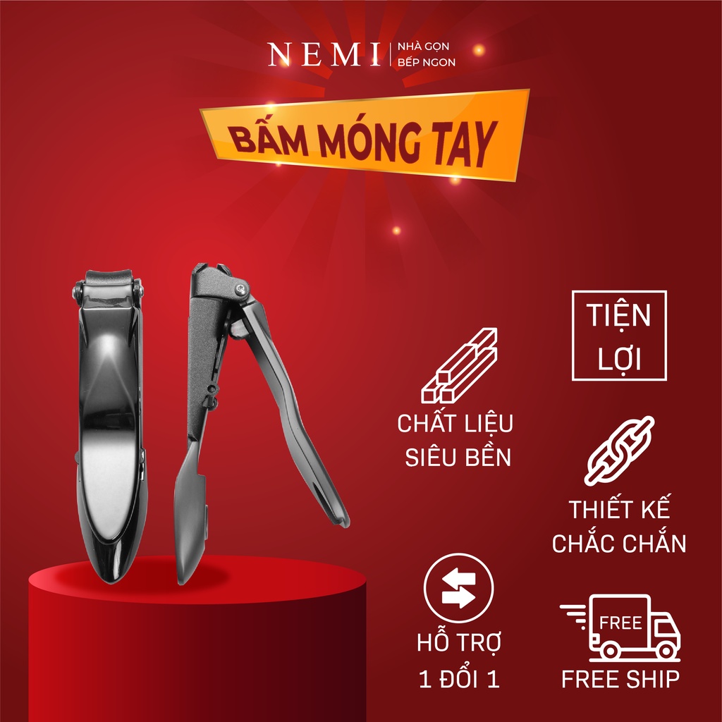 Bộ Bấm Móng Tay Đi Kèm Dũa Chất Liệu Inox 420J2 Màu Bạc Thiết Kế Nguyên Khối Đi Kèm Hộp Có KHay Đựng Móng