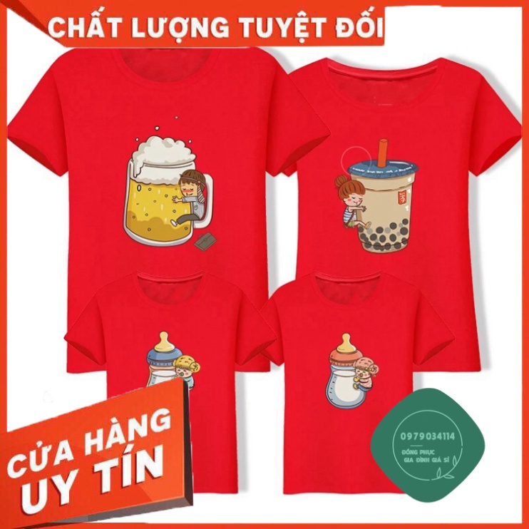 Áo thun giá sỉ Áo Thun Gia Đình Bia , TRà Sữa , Bình Sữa