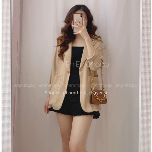 Áo khoác vest blazer túi vuông nữ 2 lớp