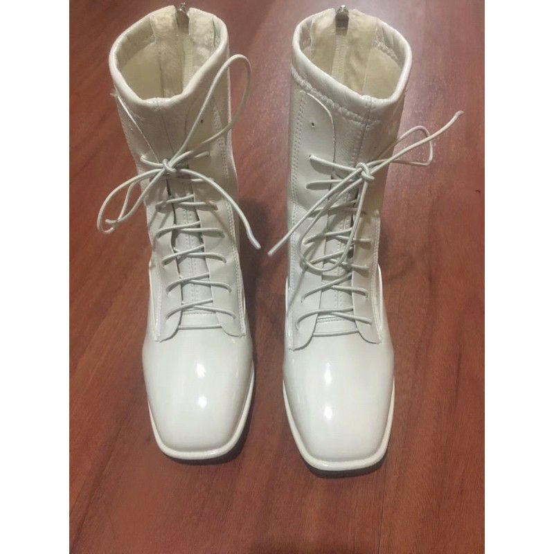 Bốt Bóng Gót Vuông Cao 7cm Buộc Dây Mặt Trước Kèm Ảnh Thật | BigBuy360 - bigbuy360.vn