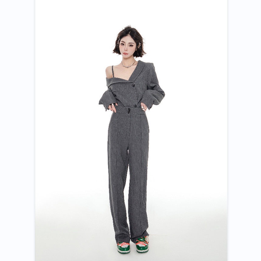 ♀◙◙Set Áo Trễ Vai + Quần Dài Lưng Cao Thời Trang Nữ
