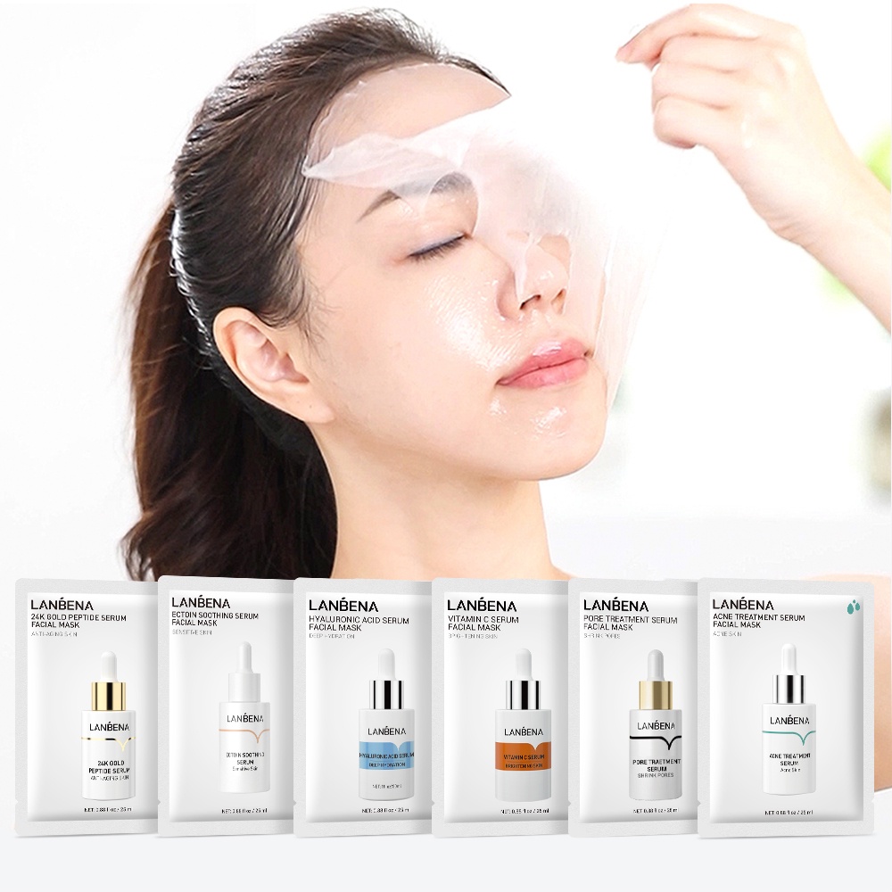 【10PCS】Set 10 Mặt Nạ Lanbena 25ml Dưỡng Ẩm Làm Trắng Sáng Và Chống Nếp Nhăn