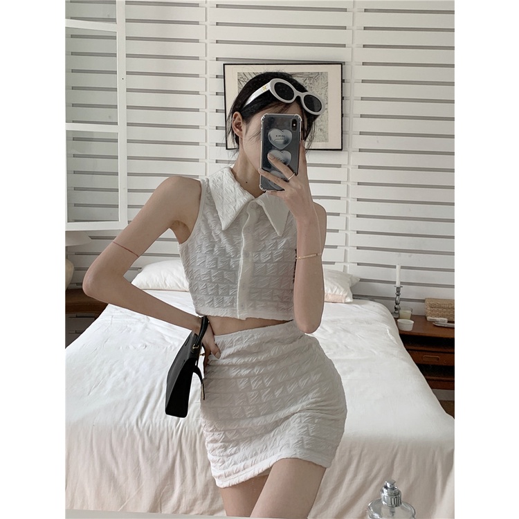 Set Áo Sơ Mi + Chân Váy Màu Trơn Phong Cách Hàn Quốc Thời Trang Dành Cho Nữ