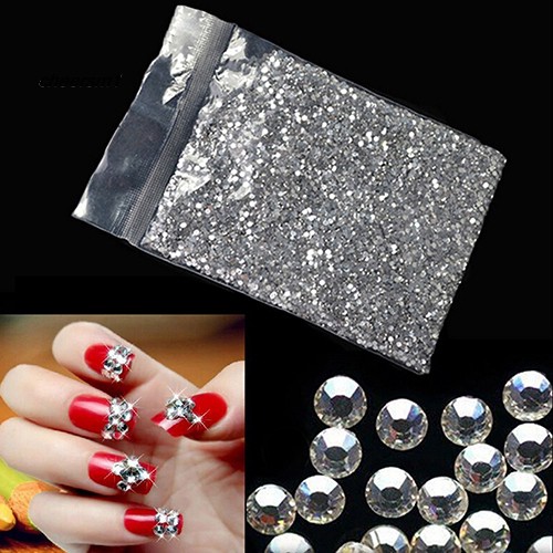 CHE♥1440 Pcs 1.6mm/2mm Shining Rhinestone Flat Back Nail Art Decor DIY Decoration