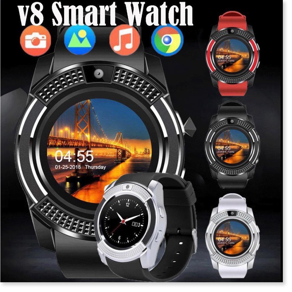 Đồng hồ thông minh SMARTWATCH V8 màn hình cảm ứng có hỗ trợ gắn SIM và thẻ nhớ