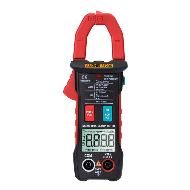 qxx❤ ST206 Digital Multimeter Clamp Meter 6000 Count Amp Current Clamp Measure Tester