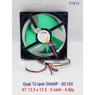 Quạt tủ lạnh SHARP-PANASONIC DC15V/DC12V - KT12.5x12.5 - 4 dây