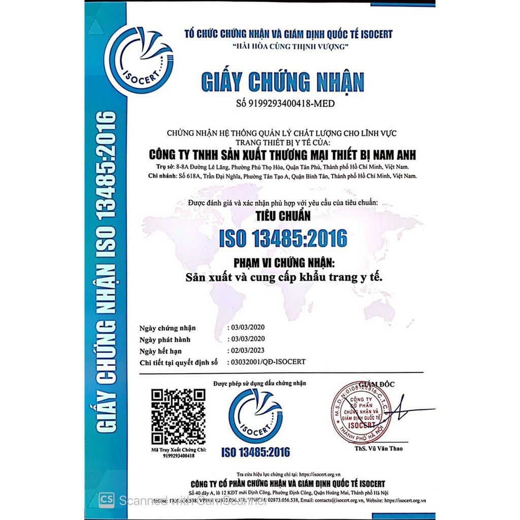 Hộp 50 cái Khẩu trang y tế Famapro 4 lớp Xanh - Nam Anh Pro