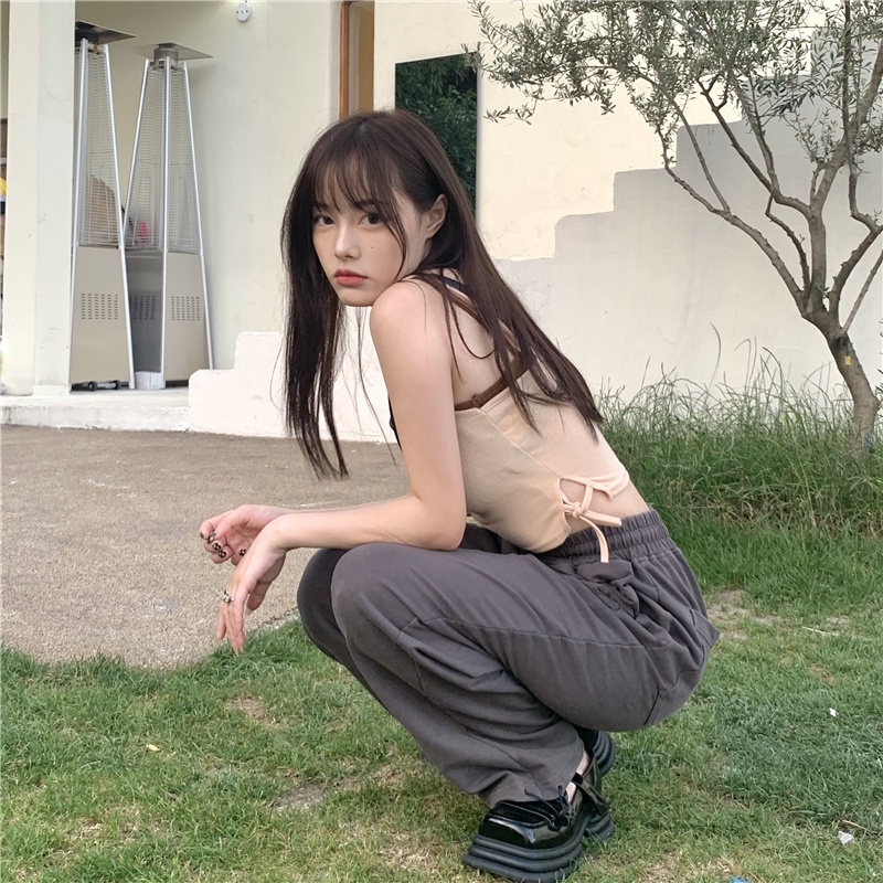 Áo Tank Top Giả Hai Lớp Dáng Ngắn Phong Cách Retro Mùa Hè Cho Nữ