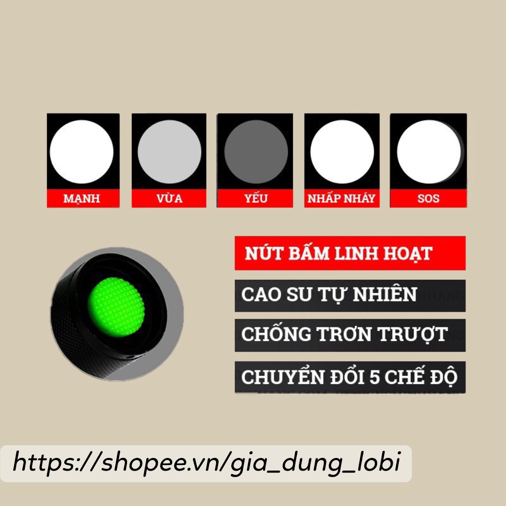 Đèn pin led siêu sáng XML T6 police bin mini cầm tay chống nước chiếu xa sạc điện