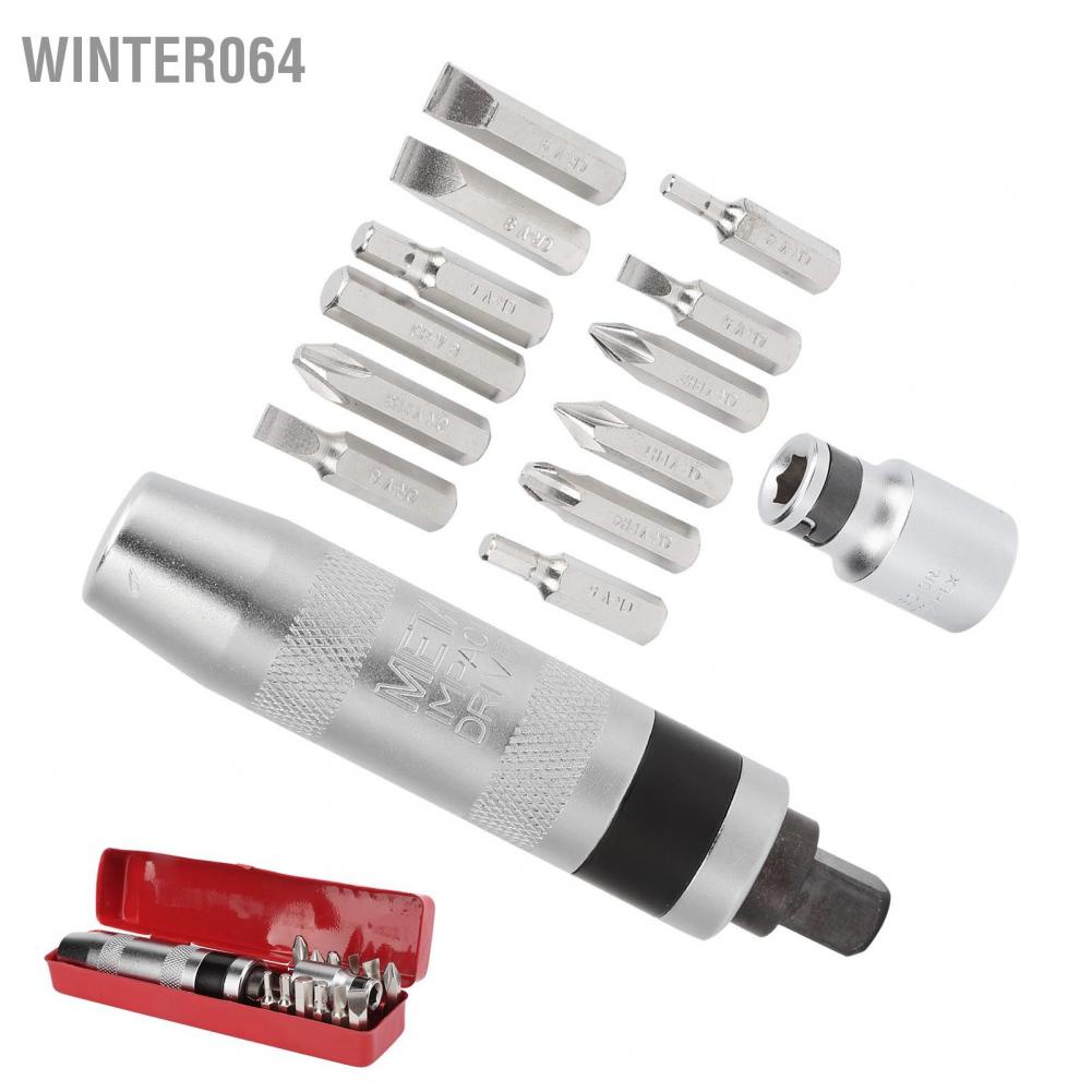 14 chiếc 1 / 2in Trình điều khiển tác động thủ công Bộ tuốc nơ vít cầm tay Dụng cụ sửa chữa ô tô xe máy với Hộp lưu trữ Winter064