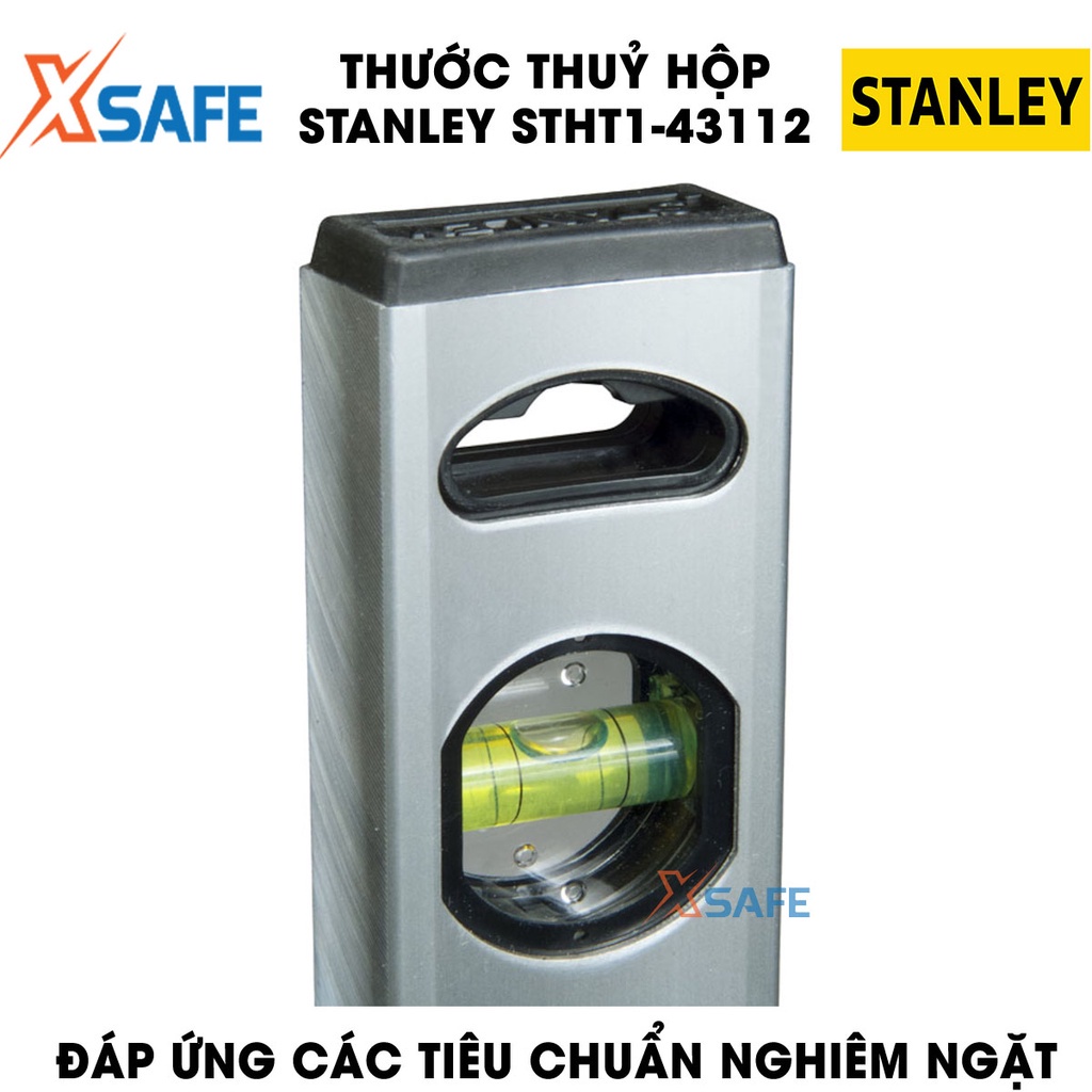 Thước thuỷ hộp STANLEY thân nhôm cao cấp Thước cân bằng thẳng tuyệt đối, đo chính xác, bọc cao su giảm sốc bền bỉ