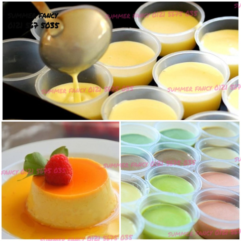 10 Khuôn flan trái tim, tròn, bông hoa có nắp bằng nhựa, bánh da bò tốt - có nắp đi kèm FLower Heart Flan Plastic mold