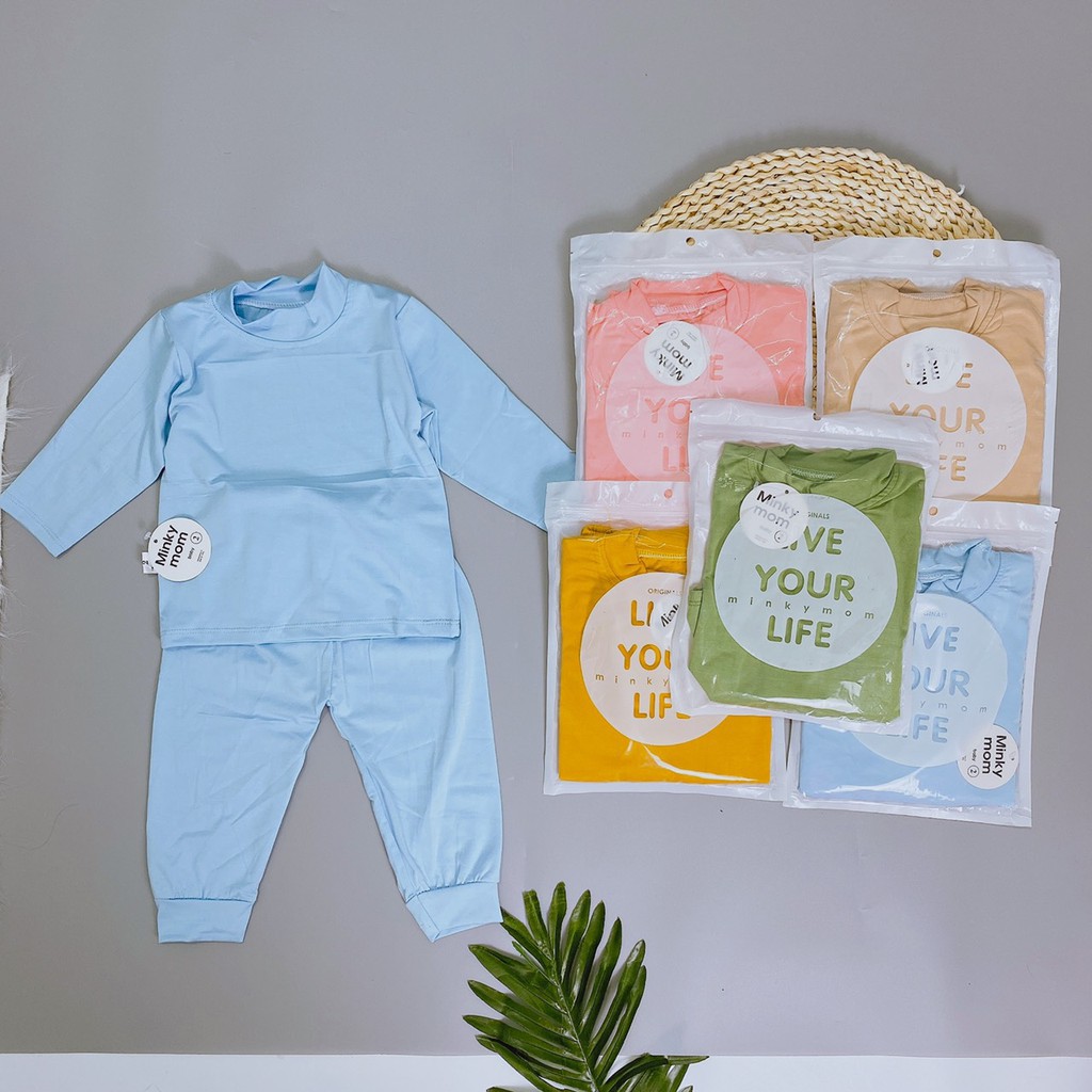 Bộ quần áo dài tay thun lạnh Minky Mom cổ cao 3 phân mềm mịn cho bé trai, bé gái