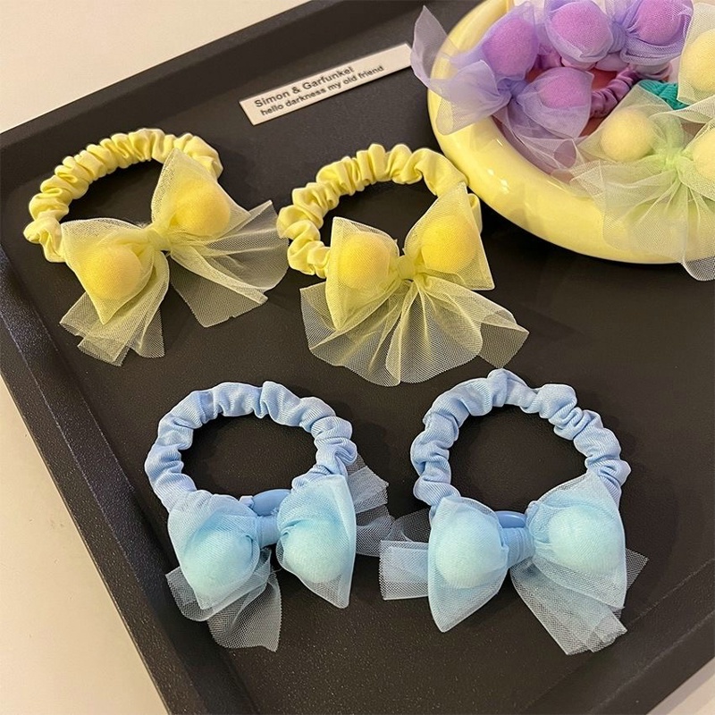 Set 2 Dây Cột Tóc Co Giãn Đính Nơ Dễ Thương Cho Bé