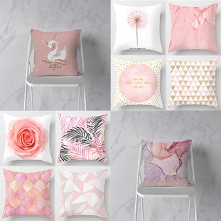 Falifap 45 * 45cm Mới Màu Hồng Hình Học Đệm Bắc Âu Vỏ Gối Polyester Pad Sofa Giường Trang Trí Vỏ Gối