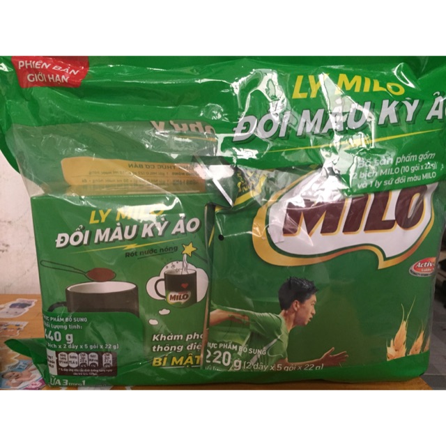 Combo 4 gói milo + ly milo đổi màu