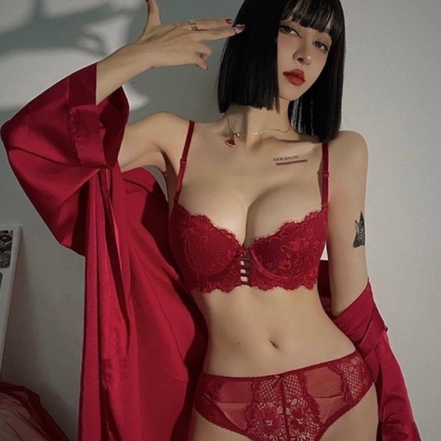 Bộ đồ lót ren có gọng đệm dày nâng ngực tạo khe siêu đẹp - THAOCHERRY BL17