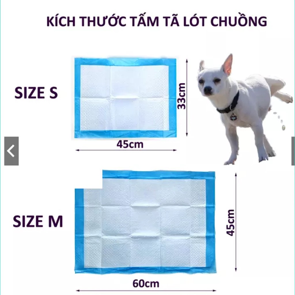 Tã lót cho chó mèo đi vệ sinh vào khay, chuồng bằng giấy siêu thấm hút 50, 100 tấm miếng - Lida Pet Shop