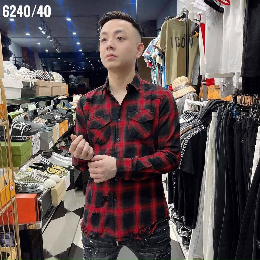 Áo Sơ Mi Sọc Caro Cao Cấp Chất Vải Nỉ Không Nhăn Mềm Mịn Thấm Hút Mồ Hôi- Nguyễn Store