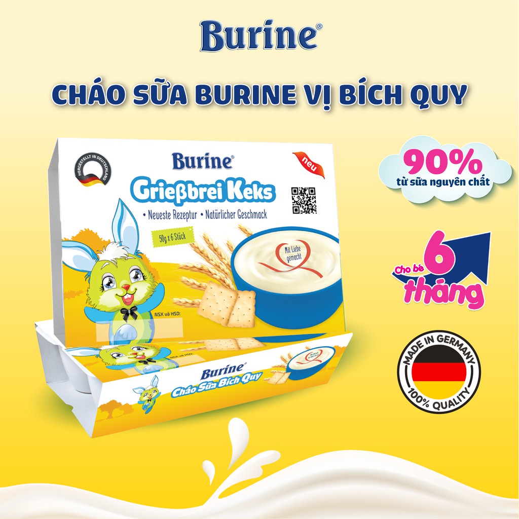 Thùng 8 Vỉ Cháo Sữa Ăn Dặm BURINE Hương Vị Vani Và Bích Quy Dinh Dưỡng Thơm Ngon Bổ Sung Năng Lượng 8 Vỉ