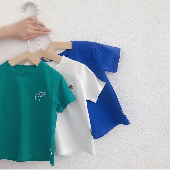 Áo Thun Ngắn Tay In Hoạt Hình Khủng Long Kiểu Hàn Quốc Thời Trang Mùa Hè Cho Bé Trai 2022