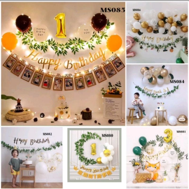 SET BÓNG TRANG TRÍ SINH NHẬT HAPPY BIRTHDAY MẪU HÀN QUỐC SINH NHẬT HÀN QUỐC, CON THỎ, CON GẤU, HOA CÚC