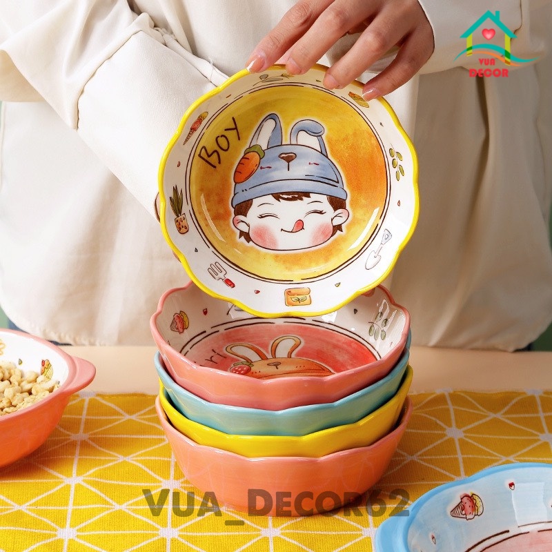 Bộ Bát Đĩa, Decor Gia Đình Bát Ăn Cơm, Tô Sứ Chén Dĩa Dễ Thương Đẹp Cao Cấp KTI01