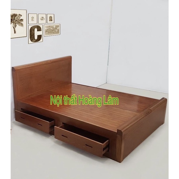 Giường gỗ xoan đào giát phản có 2 ngăn kéo