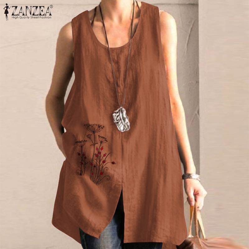 Áo ZANZEA Không Tay Cổ Tròn Thời Trang Quyến Rũ Cho Nữ | BigBuy360 - bigbuy360.vn