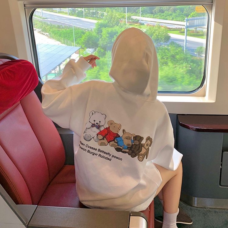 Áo Hoodie Dài Tay In Hình Hoạt Hình Dễ Phối Đồ Thời Trang Dành Cho Nữ