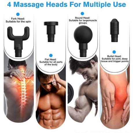 Máy Massage Cầm Tay Fascial Gun - 4 Đầu 6 Chế Độ HG320 máy massage trị liệu đau mỏi vai gáy tiện lợi gia dụng Hồng Quế