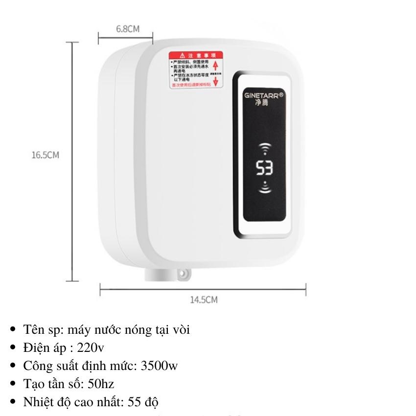 Máy làm nóng nước trực tiếp có hoa sen GINETARR RMB598 3500W làm nóng nước cực nhanh, tiết kiệm điện và nước.
