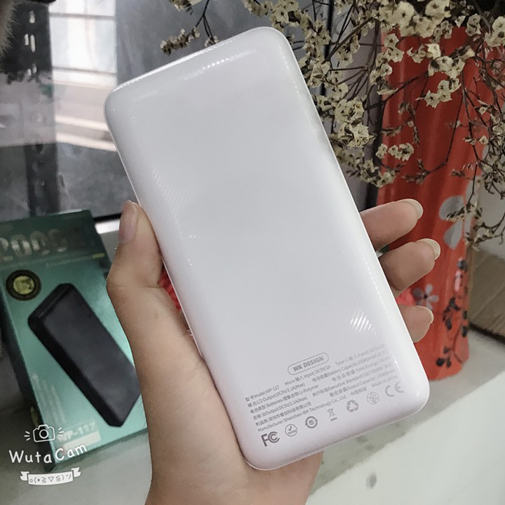 Pin sạc dự phòng WK 20.000mAh WP-117, 2 đầu ra 2 đầu vào tiện lợi - BH 12 tháng