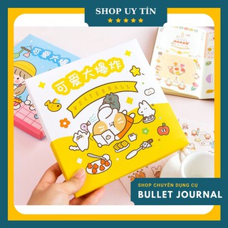 Hộp hình dán stiker 100 tấm trang trí hình con gấu dễ thương màu vàng