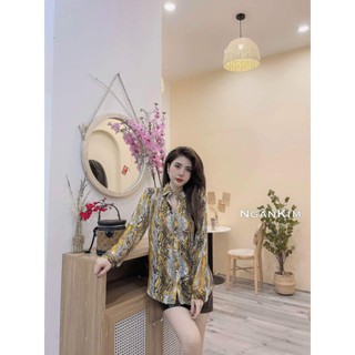 Sale áo sơ mi lụa tơ da beo