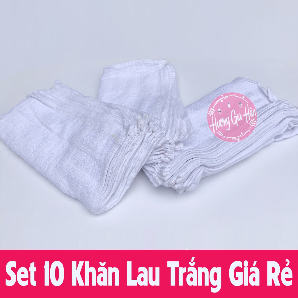 Combo 10 khăn lau đa năng 24x24cm, khăn cotton vuông lau bếp, xe ô tô, lau quán ăn, bệnh viện, spa, nail, trường học