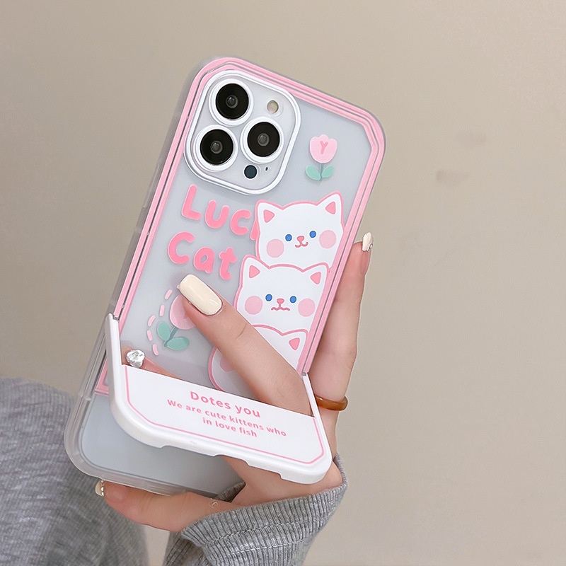 Ốp lưng iphone Ốp Điện Thoại Kèm Giá Đỡ Tàng Hình Họa Tiết Hoạt Hình Cho iphone13Promax 12Pro 11 / xs / 7 / 8 / plus Dinuo case