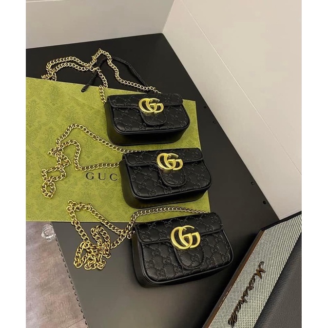 Túi đeo vai c.g da sần bản dây xích nặng tay size 18