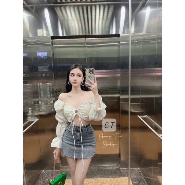 Áo sơmi rúm ngực tay bồng