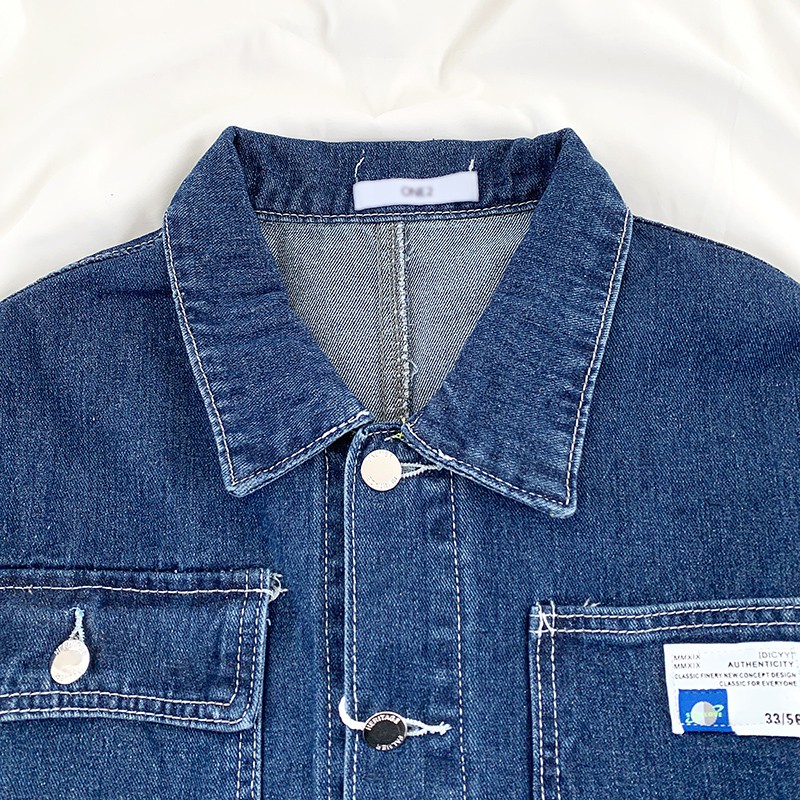 Áo Khoác Denim Dài Tay Cổ Chữ V Màu Trơn 37226